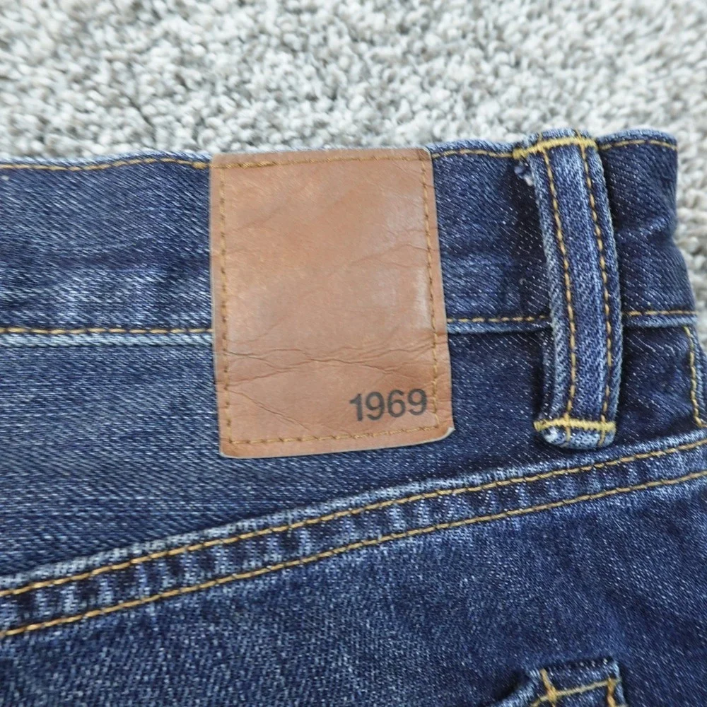 Gap Jeans Mens 40X32 Dark Blue Denim Pants 1969 Standard Straight Whisker Fade